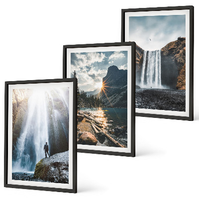 Conjunto de quadros para sala de estar Cachoeiras, montanhas, paisagens, natureza