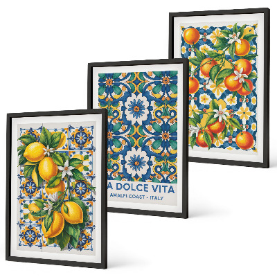 Composição de quadros moderna Abstratos coloridos de frutas cítricas