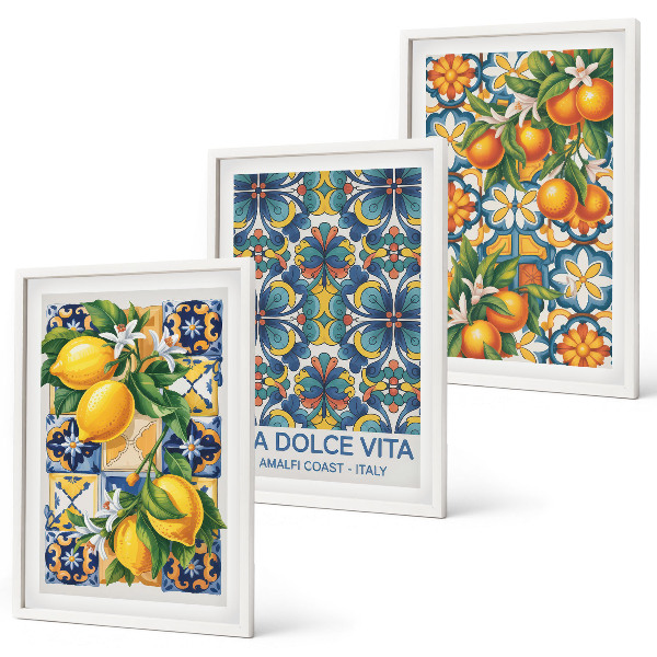 Conjunto de quadros para sala de estar padrões de flores de laranjeira-limão