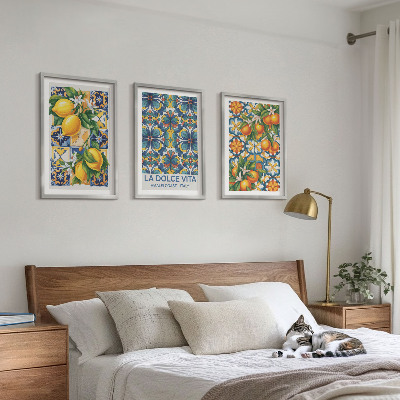 Conjunto de quadros para sala de estar padrões de flores de laranjeira-limão