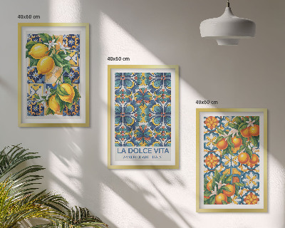 Conjunto de quadros para sala de estar padrões de flores de laranjeira-limão