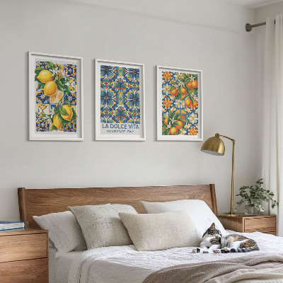Conjunto de quadros para sala de estar padrões de flores de laranjeira-limão