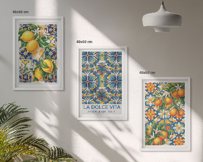 Conjunto de quadros para sala de estar padrões de flores de laranjeira-limão