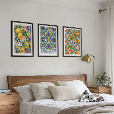 Conjunto de quadros para sala de estar padrões de flores de laranjeira-limão