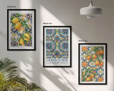 Conjunto de quadros para sala de estar com estampas de flores de laranjeira e limoeiro
