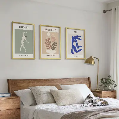 Conjunto de quadros para sala de estar com figuras de plantas elegantes estilo Matisse