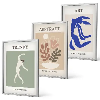 Conjunto de quadros para sala de estar com figuras de plantas elegantes estilo Matisse