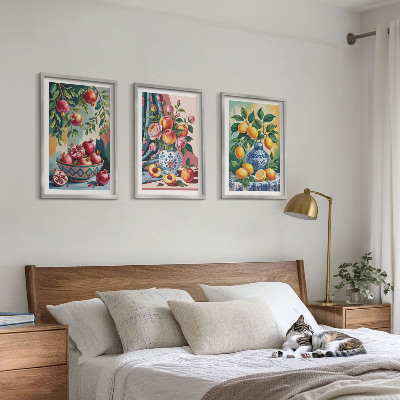 Composição de quadros moderna Flores e frutas em vasos