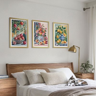 Composição de quadros moderna Flores e frutas em vasos