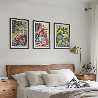 Composição de quadros moderna Flores e frutas em vasos