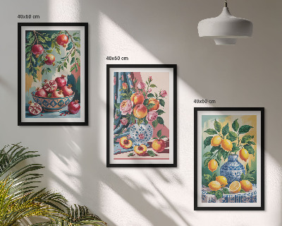 Composição de quadros moderna Flores e frutas em vasos