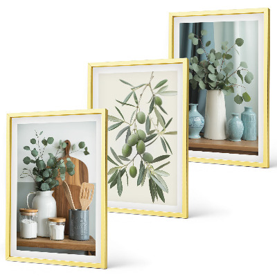 Composição de quadros moderna azeitonas verdes eucalipto