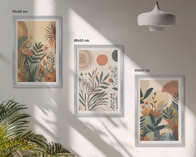 Composição de quadros moderna Motivos vegetais em cores suaves.