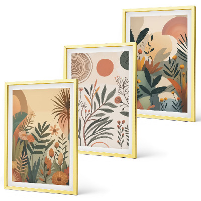 Composição de quadros moderna Motivos vegetais em cores suaves.