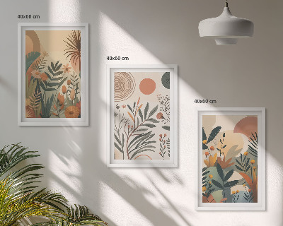 Composição de quadros moderna Motivos vegetais em cores suaves.