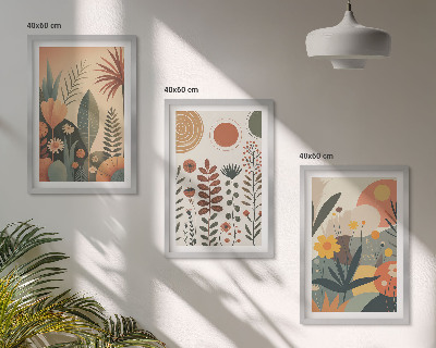Conjunto de quadros para sala de estar Padrões de plantas boho da natureza