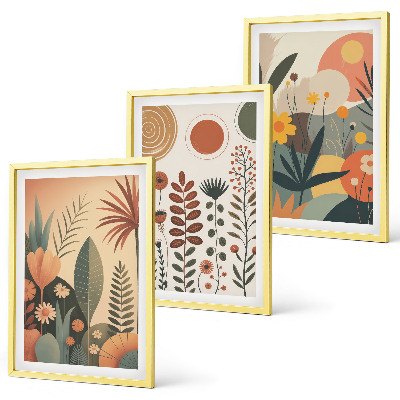 Conjunto de quadros para sala de estar Padrões de plantas boho da natureza