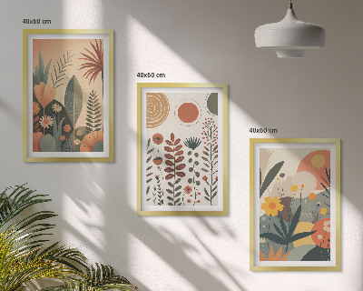 Conjunto de quadros para sala de estar Padrões de plantas boho da natureza