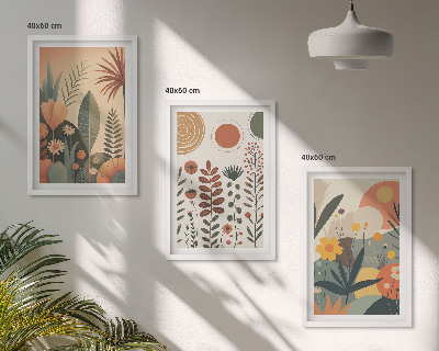 Conjunto de quadros para sala de estar Padrões de plantas boho da natureza