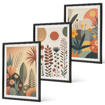 Conjunto de quadros para sala de estar Padrões de plantas boho da natureza
