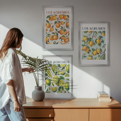 Composição de quadros moderna Padrões frutados de frutas cítricas em tons pastel