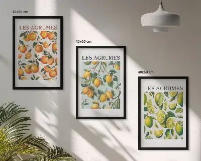 Composição de quadros moderna com padrões de frutas cítricas em tons pastel