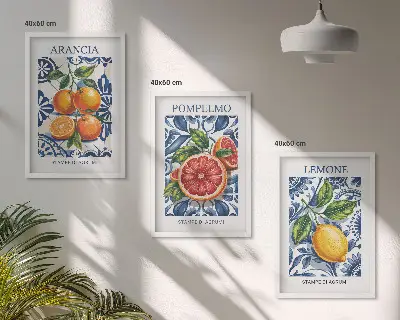 Composição de quadros moderna com cartazes de moda com temática cítrica italiana
