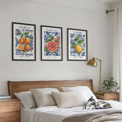 Composição de quadros moderna com cartazes de moda com temática cítrica italiana