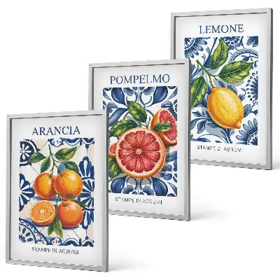 Composição de quadros moderna com cartazes de moda com temática cítrica italiana
