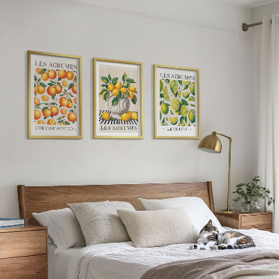Conjunto de quadros para sala de estar Frutas cítricas em versões coloridas