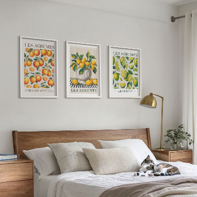 Conjunto de quadros para sala de estar Frutas cítricas em versões coloridas