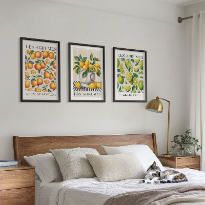 Conjunto de quadros para sala de estar Frutas cítricas em versões coloridas