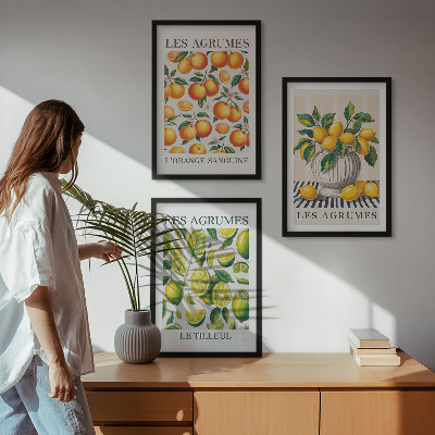 Conjunto de quadros para sala de estar Frutas cítricas em versões coloridas