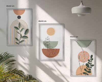 Conjunto de quadros para sala de estar Formas abstratas de plantas