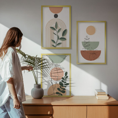 Conjunto de quadros para sala de estar Formas abstratas de plantas