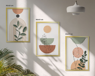 Conjunto de quadros para sala de estar Formas abstratas de plantas