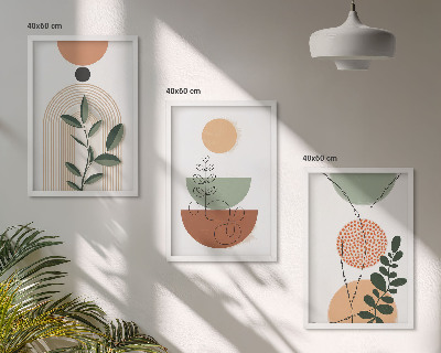 Conjunto de quadros para sala de estar Formas abstratas de plantas