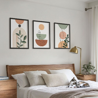 Conjunto de quadros para sala de estar Formas abstratas de plantas