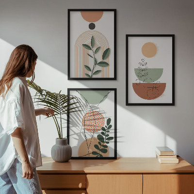 Conjunto de quadros para sala de estar Formas abstratas de plantas