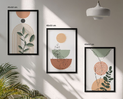 Conjunto de quadros para sala de estar Formas abstratas de plantas