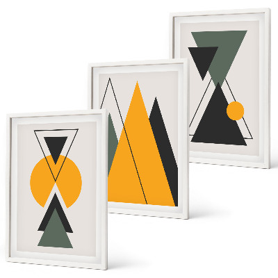 Conjunto de quadros para sala de estar Formas geométricas abstratas