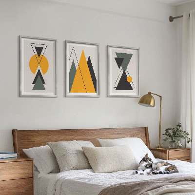 Conjunto de quadros para sala de estar Formas geométricas abstratas