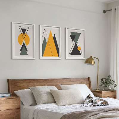 Conjunto de quadros para sala de estar Formas geométricas abstratas