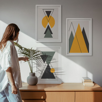 Conjunto de quadros para sala de estar Formas geométricas abstratas