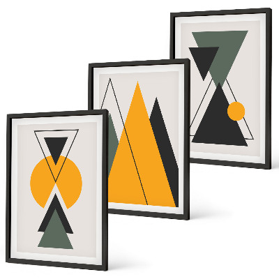 Conjunto de quadros para sala de estar Formas geométricas abstratas