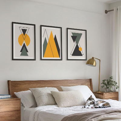 Conjunto de quadros para sala de estar Formas geométricas abstratas