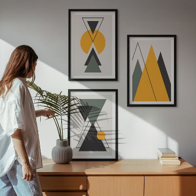 Conjunto de quadros para sala de estar Formas geométricas abstratas
