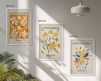 Composição de quadros moderna Cartazes florais Paris Milão Londres