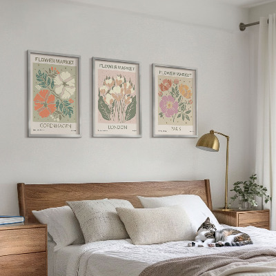 Composição de quadros moderna Cartazes florais Copenhague Londres Paris