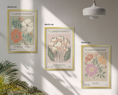 Composição de quadros moderna Cartazes florais Copenhague Londres Paris